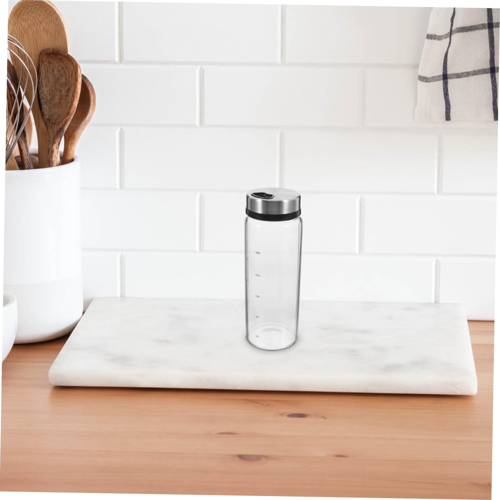 Mipcase Pot à Épices en Verre 300ml Couvercle Rotatif en Acier Inoxydable, Récipient à Poivre Facile à Utiliser et Gain de Place Cuisine et Maison