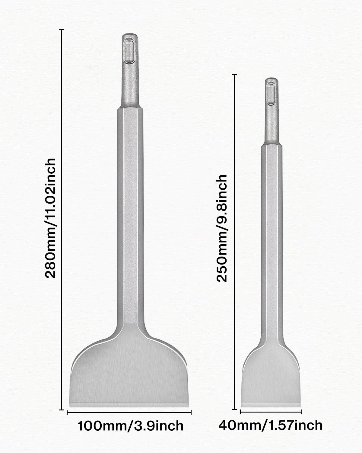YOSIGHT SDS Max Burin Large – 110 × 400 Mm Burin Plat En Acier