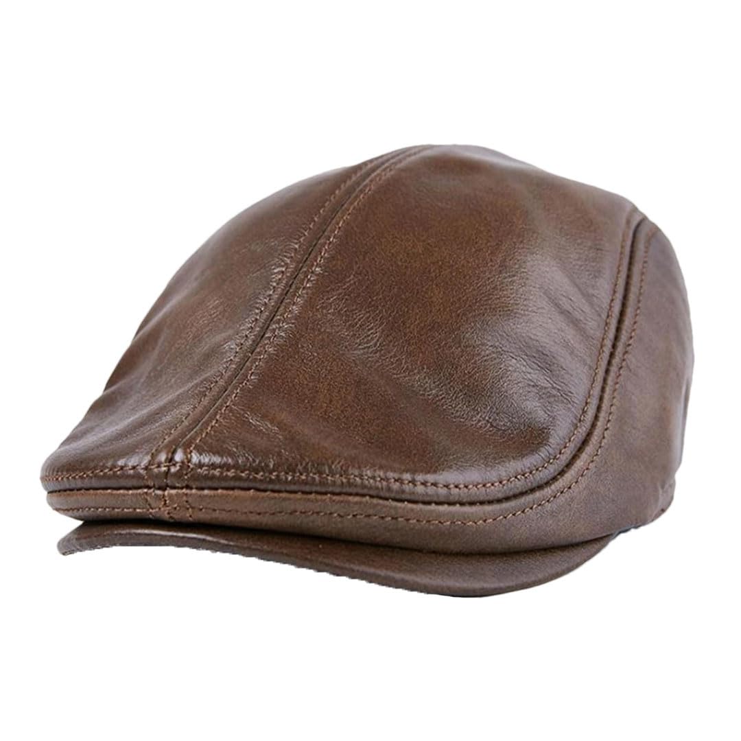 Boina clásica para hombre, de piel auténtica, para invierno, con pico de pato