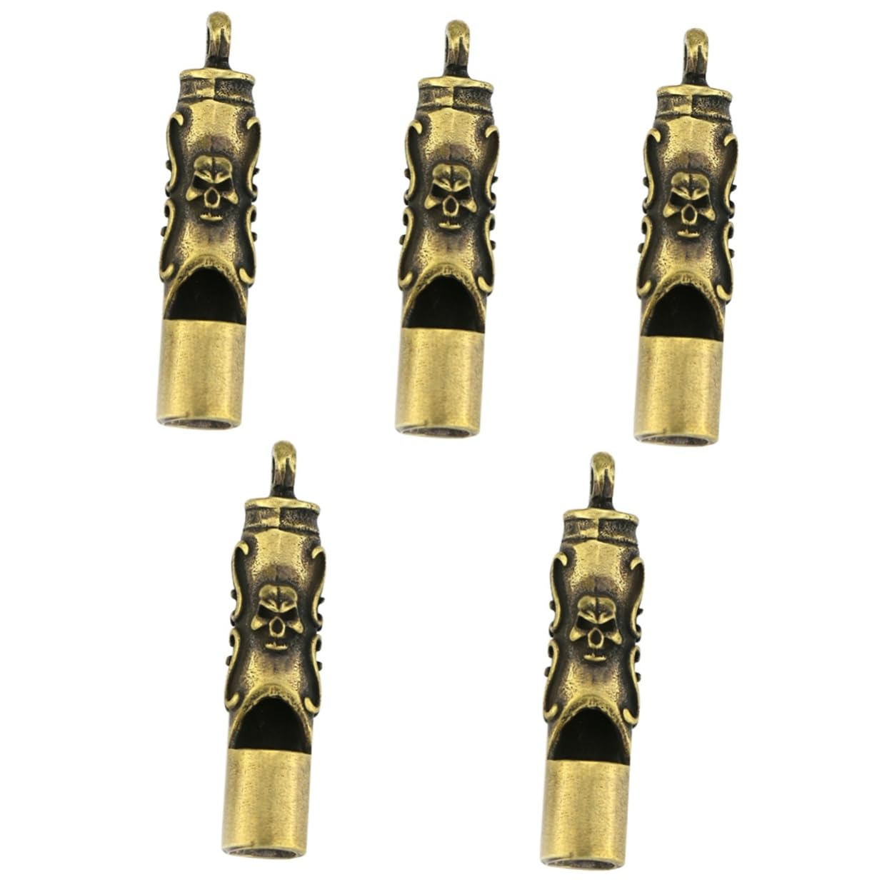 INOOMP 5pezzi Portachiavi Fischietto Ottone Forma Di Teschio Mini Fischietto Decorativo Per Attività All Aperto e Uso Di Emergenza Accessorio Leggero e Portatile Da Appendere Al Collo o