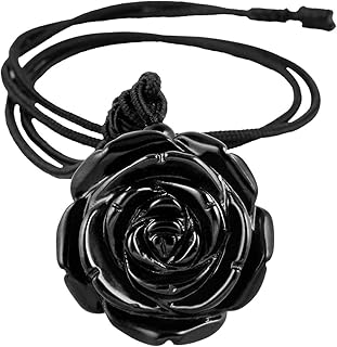 SUNYIK Women's Stone Pendant with Chain, Handcarvd Flower Healing Crystal Necaklace for Valentine's Day