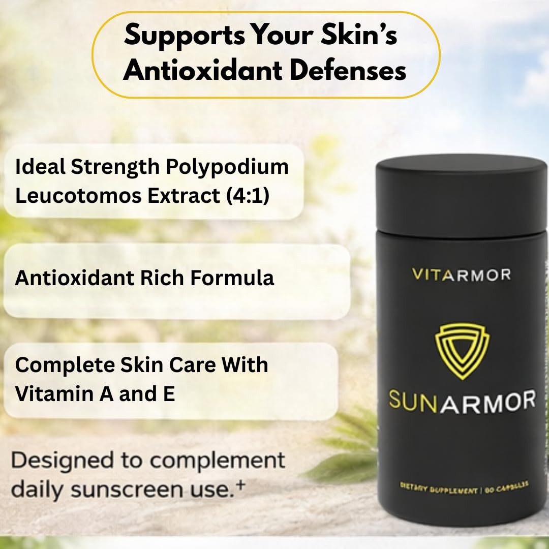 Polypodium Leucotomos 240mg, Skin Care Supplement, Fights the Signs of Photoaging, Dermatologist Developed, 60 Capsules, SunArmor — Amazon image 4