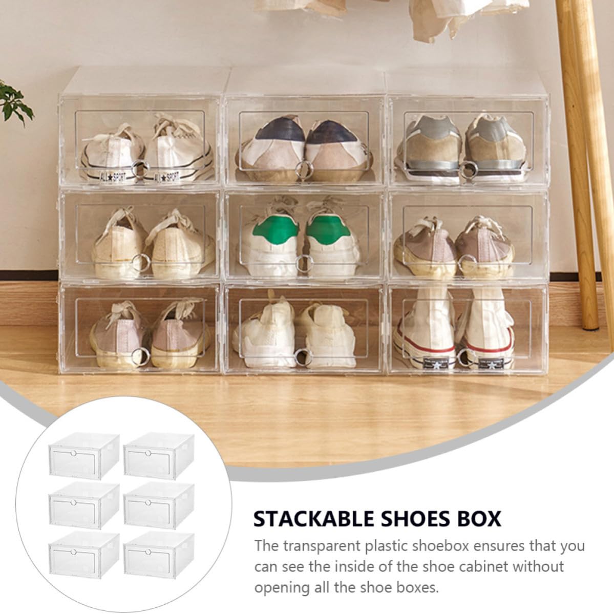 6 Piezas Caja Transparente para Guardar Zapatos Tipo Cajón
