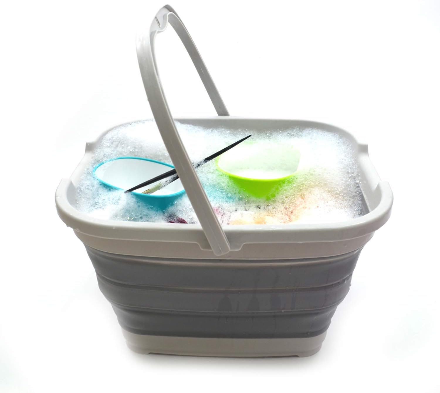 SAMMART 15L / 3.9 Gallons Collapsible Rectangular Handy Basket/Bucket (15L Rectangular, Dark Grey)