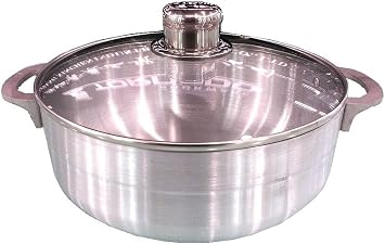 Uniware Aluminum Heavy Gauge Caldero With Glass Lid,Silver 2.3 QT