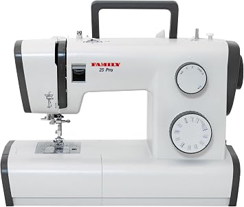 FAMILY 25| Sewing Machine for Beginners and Pros with Top Loading Bobbin (Horizontal Rotary Hook), 100 Stitch Applications, 23 Built-in Stitches, Accessory Kit, Foot Pedal, Extension Table