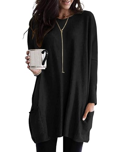 SENSERISE Womens Long Sleeve Long Tunic Tops for Leggings Plus