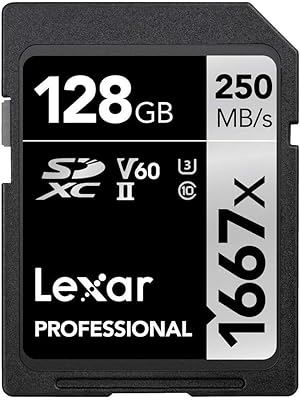 Lexar Professional 1667x 128GB SDXC UHS-II Memory Card, C10, U3, V60, Full-HD & 4K Video, Up To 250MB/s Read, for Professi...