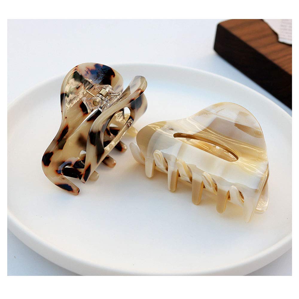 VinBee 3 PACK Hair Claw Clips, Cellulose Acetate Cutout Tortoise Shell Barrettes Claw Clips, Celluloid Leopard Print Stylish Hair Accessories for Women Girls French Design Hairs Crab Clamps ﻿ image 2