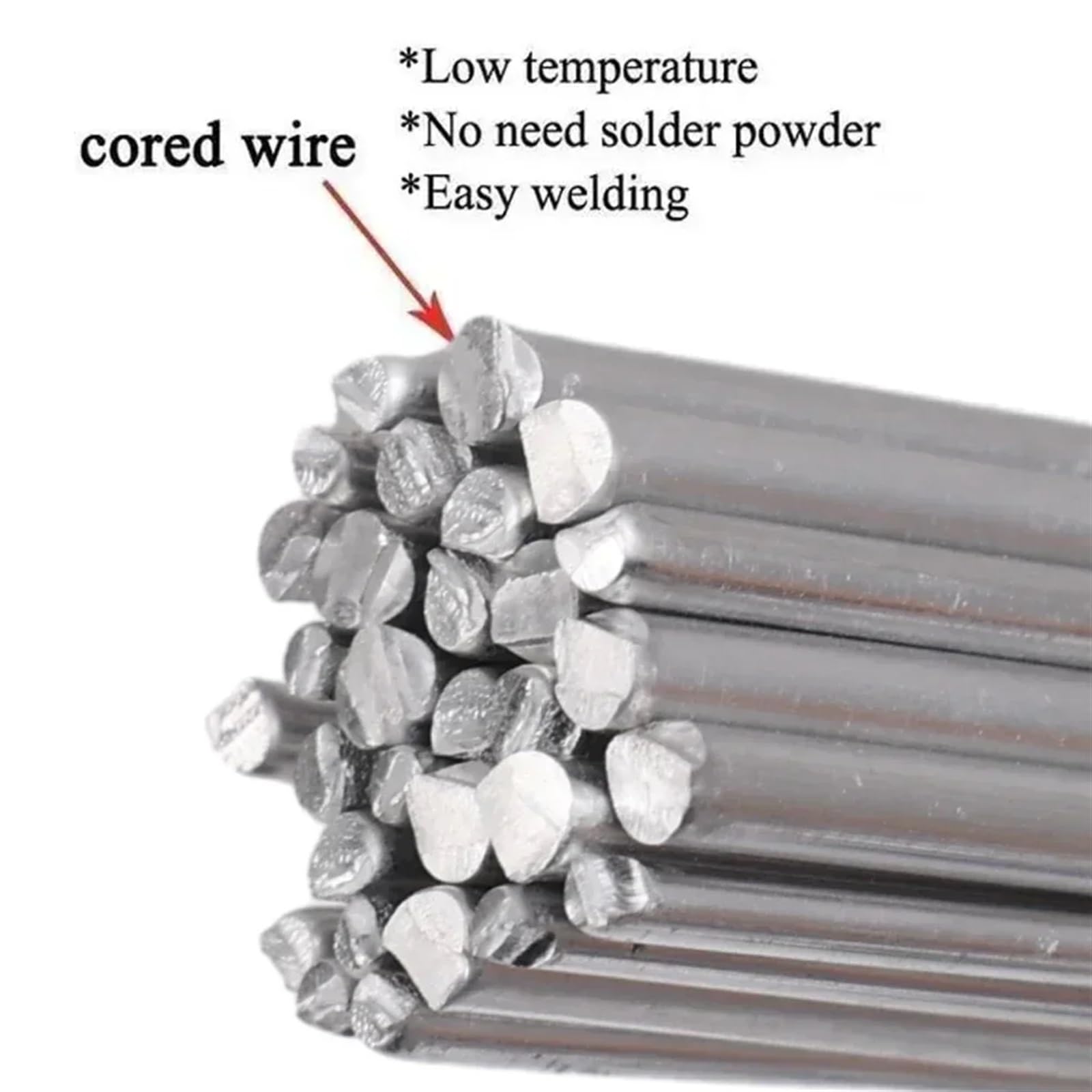 Varilla De Soldadura 200/10x piezas Varillas de soldadura de fácil fusión a temperatura Varilla de soldadura universal Varilla de alambre con núcleo de plata de aluminio Kits de agente de barra de sol