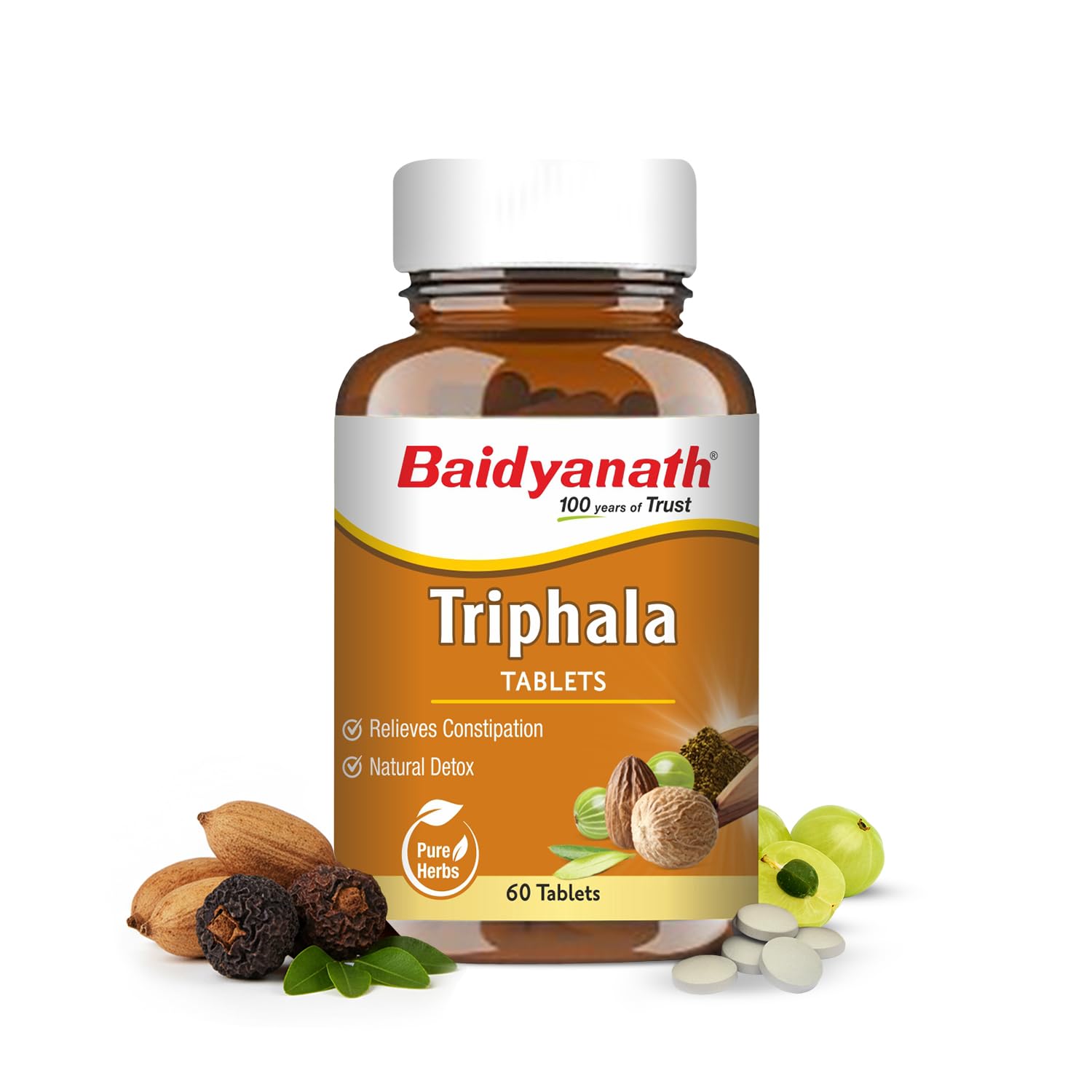 Baidyanath Triphala 60 Tablets (500mg / Per Serving) | Supports Healthy Digestion | Improves Bowel Wellness| Relieves Constipation