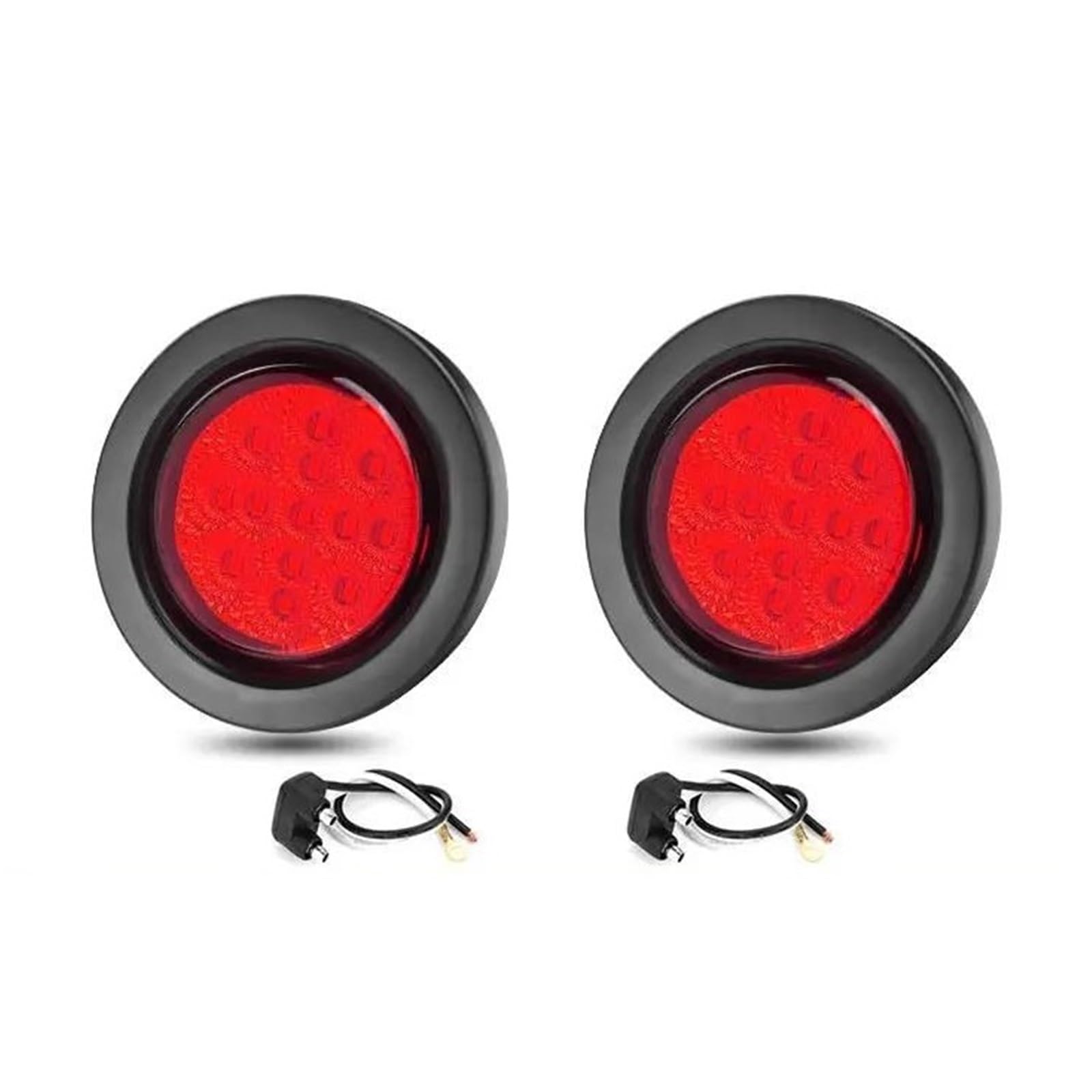 Luces Direccionales Luz Trasera Redonda 14 LED, 2,5 Pulgadas, Intermitente, Freno, Marcha Atrás, Para Coche, Camión, Remolque, Autobús Indicador Retrovisor(2pcs Red)