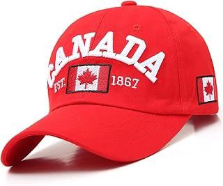 SIHOOD Canada Baseball Cap, Unisex Adjustable Cotton Golf Hat Embroidered Maple Leaf Canada Flag Hat