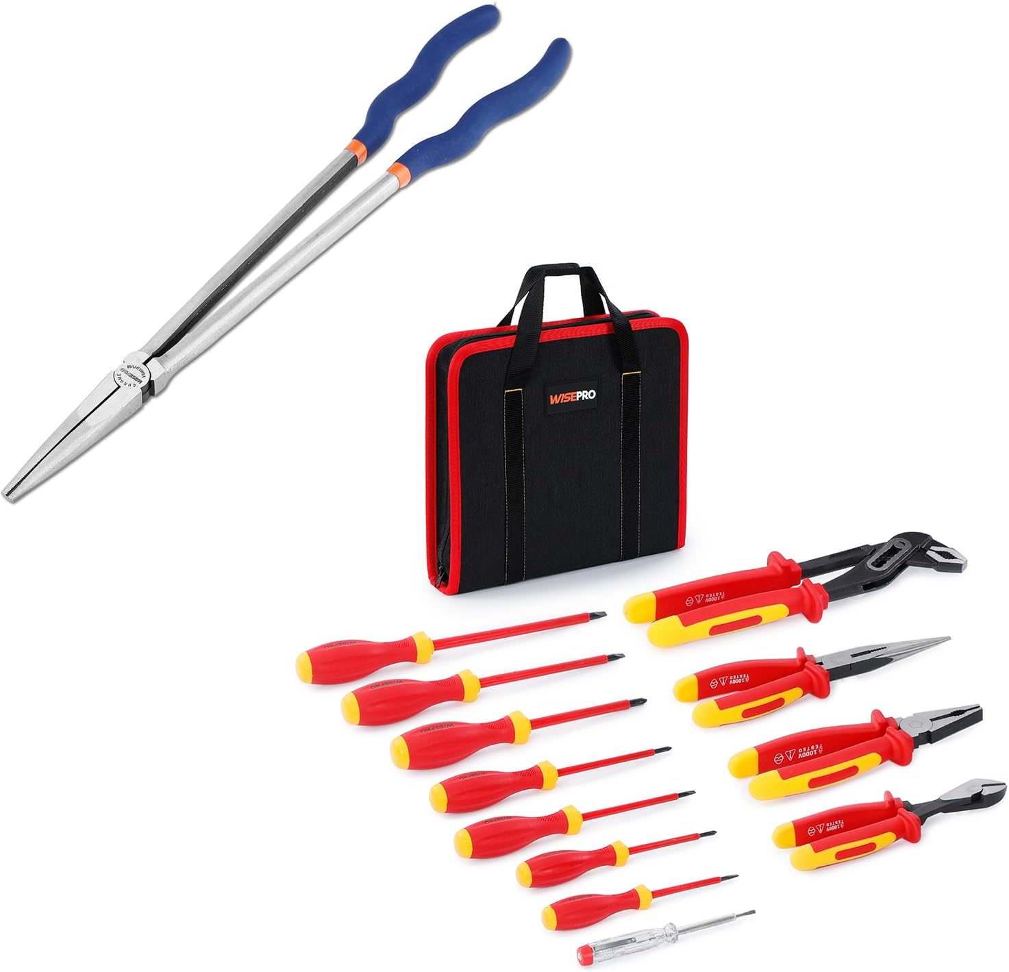 Long Reach Pliers and Insulated Electrician Pliers & Screwdriver Set