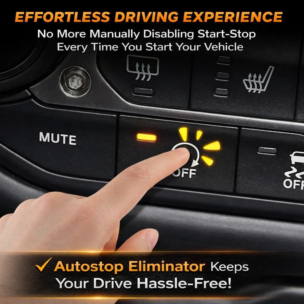 Auto Start Stop Eliminator for 2018-2025 Jeep Wrangler JL JLU & 2020-2025 Jeep Gladiator JT Plug Play Engine System Cable (Not fit 4XE) Automatic Stop-Start Canceller Easy Installation, Black