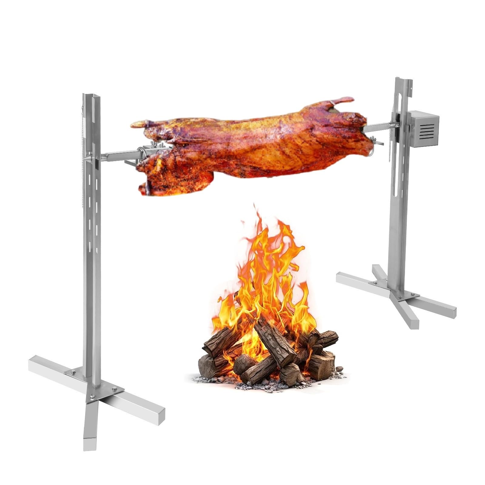 BBQ Rotisserie Grill Kit, 25W Electric Universal Rotisserie Kit with 88Lbs Load, 15-23.8 Inches Height Adjustable Outdoor Rotisserie Grill with Motor for Pig, Chicken