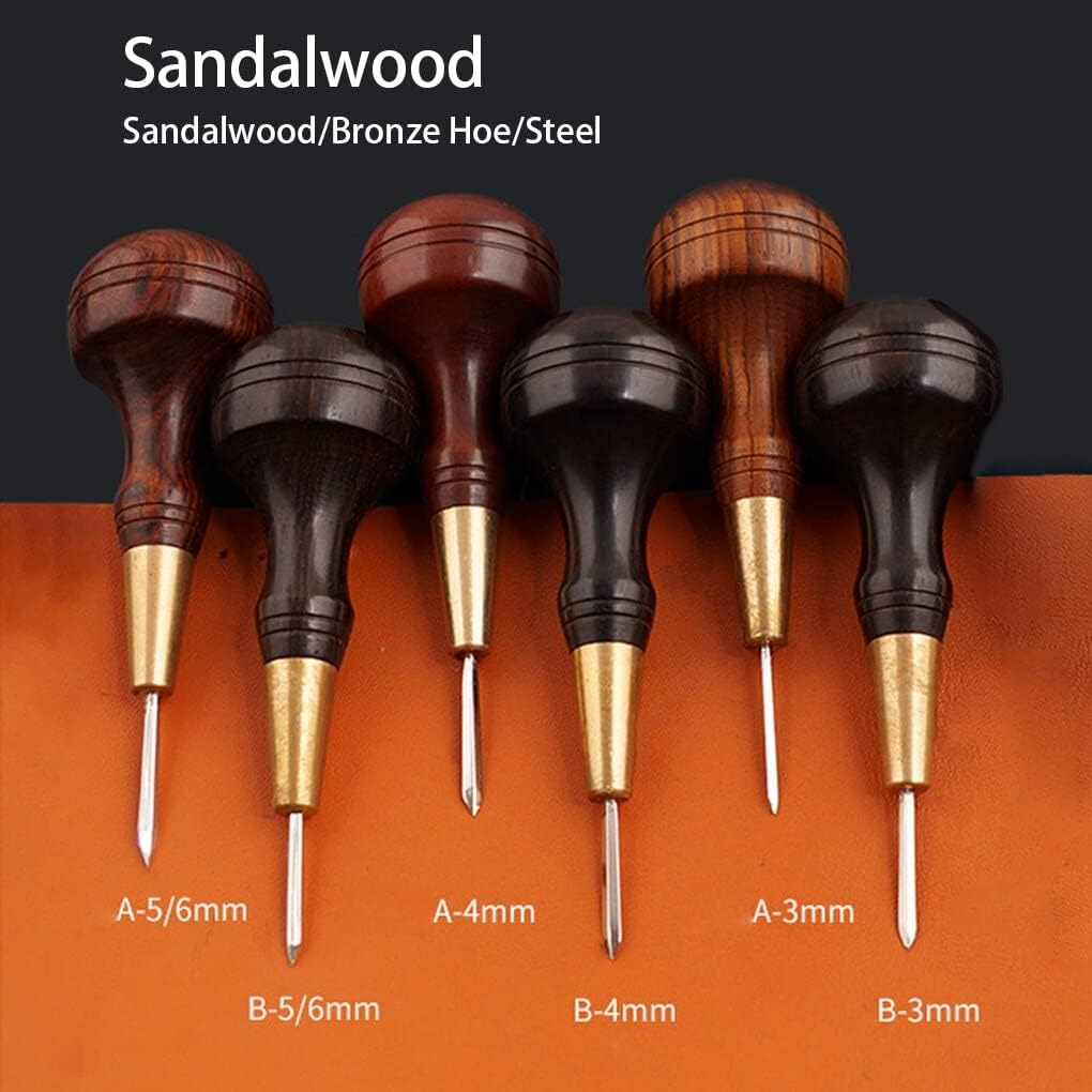 Leather Awl Round Hole Puncher Home Tailor Shop Portable Stitching Holes Punch Tool Handtool Leathercraft Accessory - (Color: Type B 5 6mm)