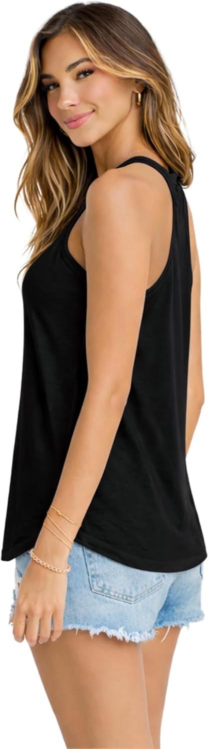 Summer Tops High Neck Halter Tops for Women - Lightweight Stretchy Loose Fit Tank Top Women - Casual Dressy Sleeveless Blouse