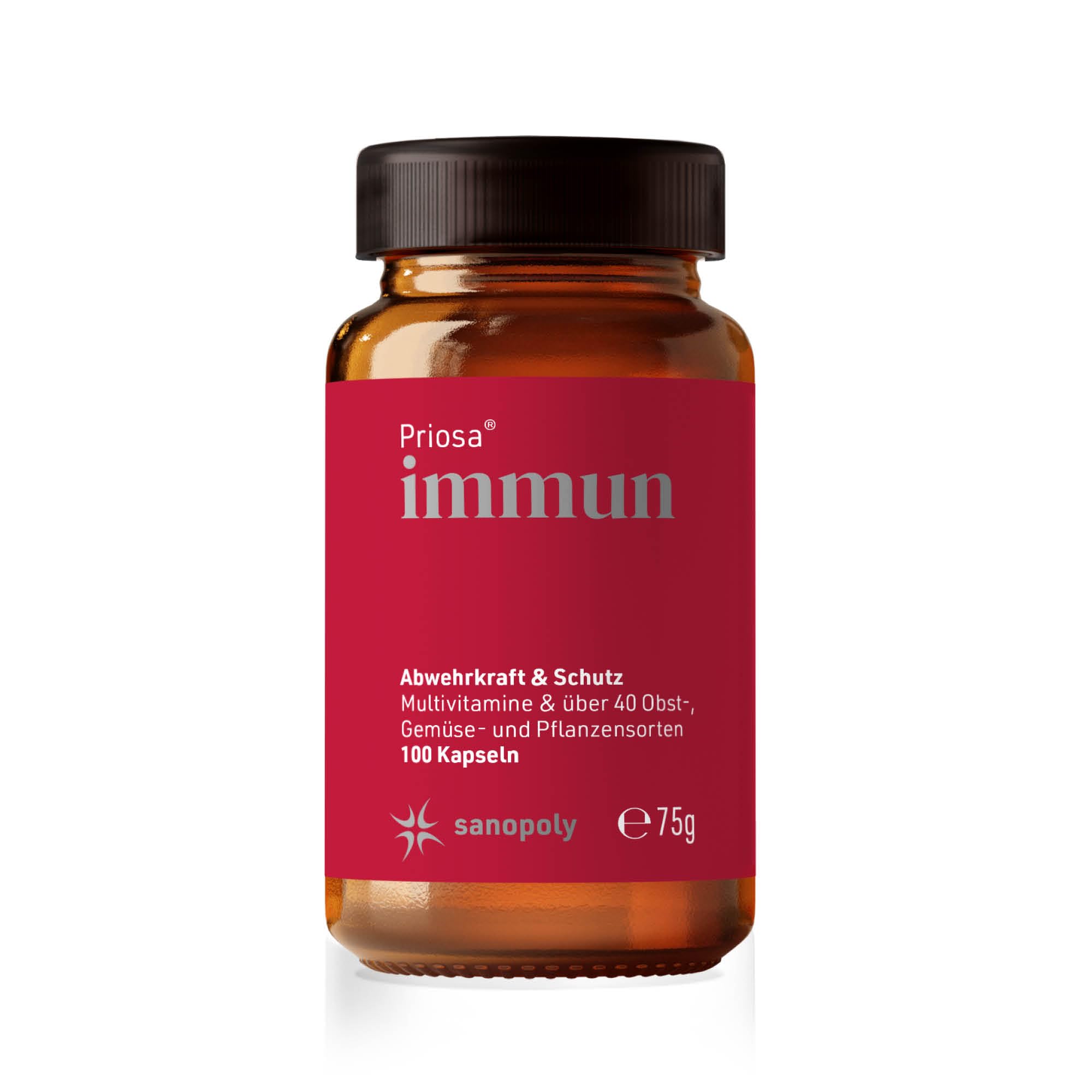 Priosa® IMMUN 100 Kapseln I Vollständiger Multi-Vitamin-Komplex I Trägt zur psychischen und geistigen Funktion bei I Kann Immunsystem & Nervensystem unterstützen I Vegane Vitamine