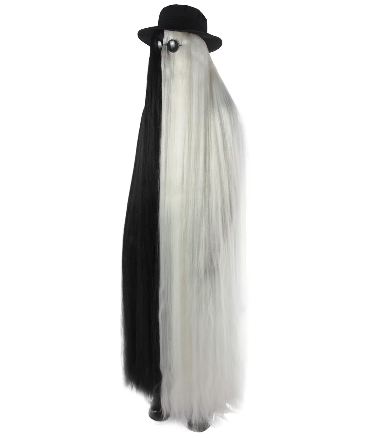 It's Cousin Hairy! | 66 inch Long Costume Wig | Includes Hat and glasses | Premium Halloween Wig (Mix-Black & White)