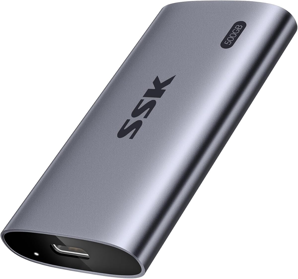 SSK Portable SSD 500GB Up to 2000MB/s External Solid State Hard Drives | 20Gbps USB3.2 Gen2X2 External SSD, SMART & TRIM, 4KHDR ProRes, LED Light, OTG, iphone 15/16/17 Pro Compatible, Aluminum Alloy