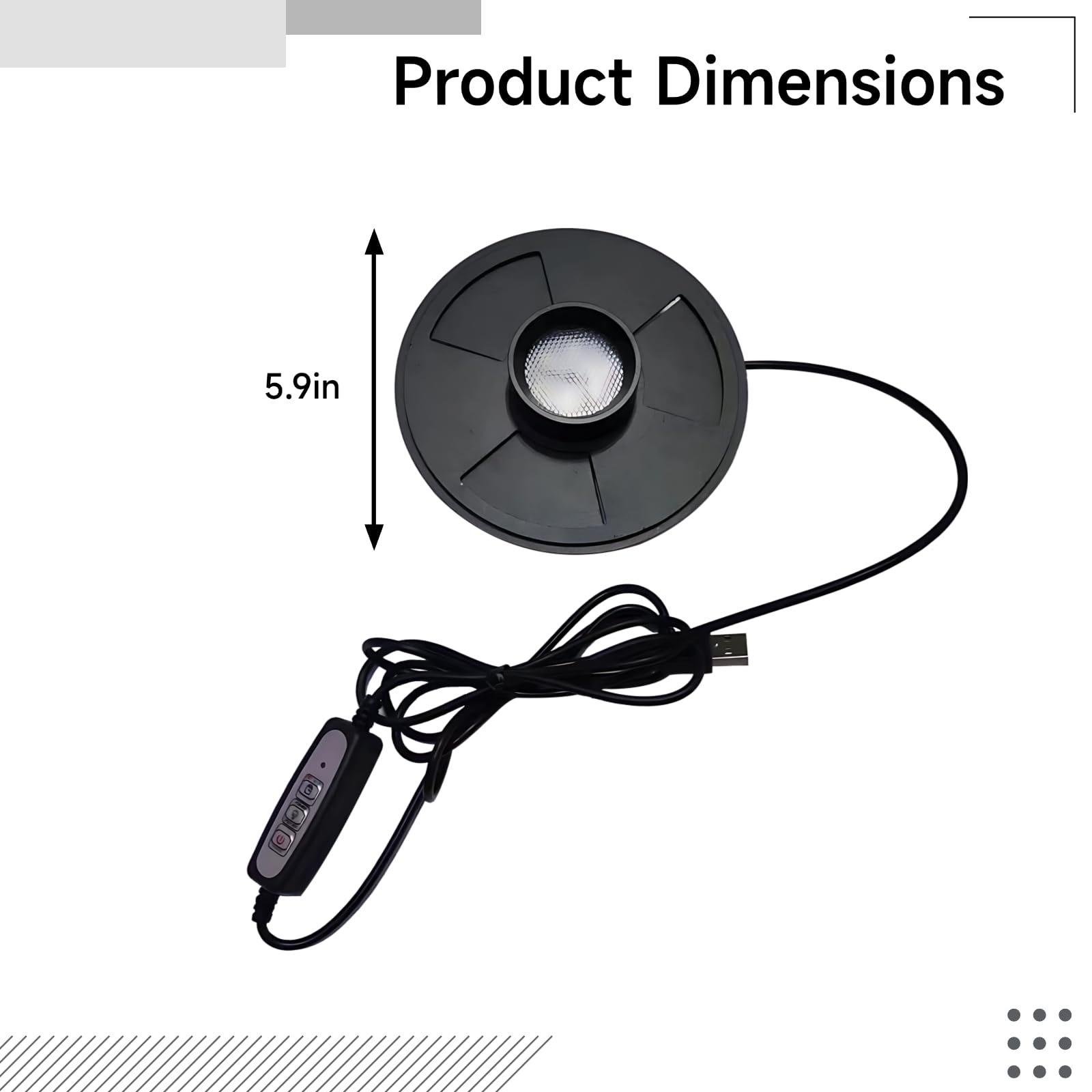 Lampada per piante con timer, luce bianca USB da 5 W, lampada per terrario in vetro da 15 cm, luce per acquario in alluminio per piante, cavo da 169,9 cm, nero