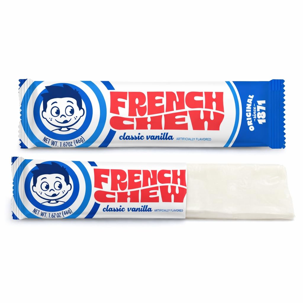 French Chew Taffy, Artificially Vanilla-Favored Chewy Taffy, Original Recipe, Pack of 24