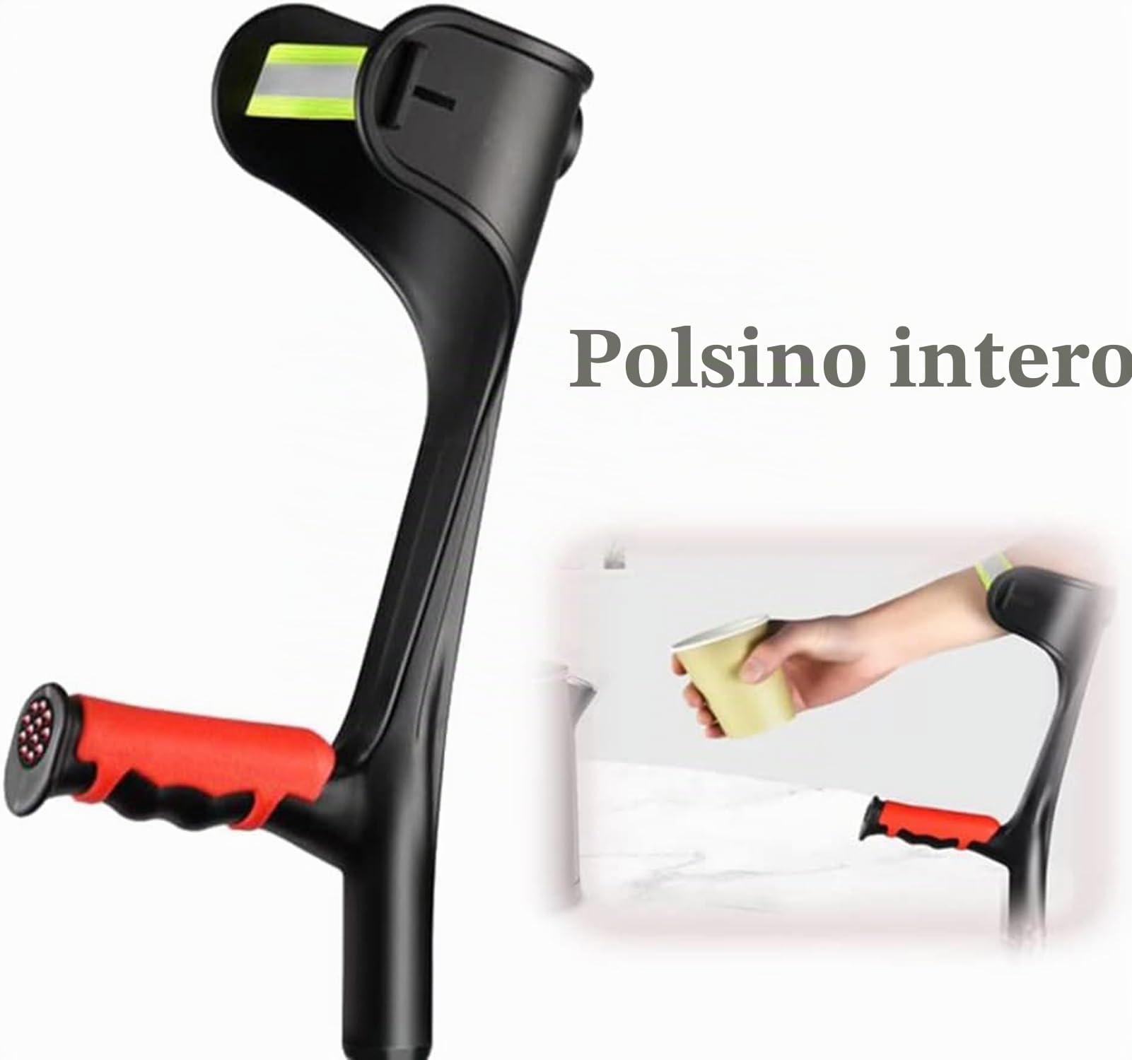 JingNian 1 Paio di Stampelle Pieghevoli per Avambraccio, Stampelle da Passeggio Regolabili in Altezza, Impugnatura Ergonomica, Stampelle Ortopediche per Adulti(Color:Black)