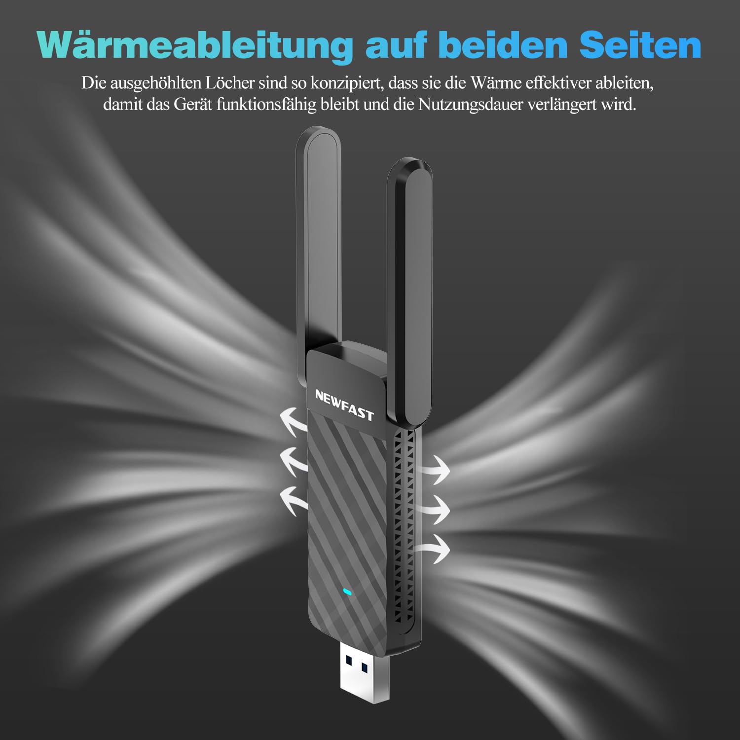 NEWFAST AC1300 USB WiFi Adapter For PC - Dual Band With High-Gain Antennas, Supports Windows/Mac