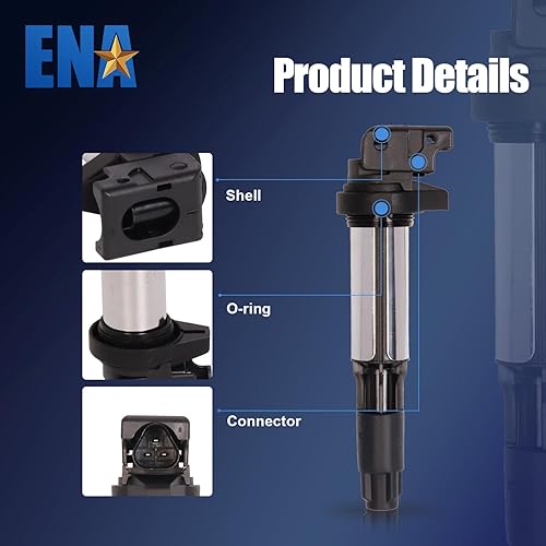 Miniatura 10 de ENA Juego de 6 bobinas de encendido azul compatibles con BMW 325Ci 325i 325xi 330Ci 330i 330xi 525i M3 X3 X5 Z3 Z4 2.5L 3.0L 2001 2002 2003 2004