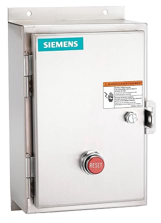 Siemens 14DUC32WH Heavy Duty Motor Starter, Solid State Overload, Auto/Manual Reset, Open Type, NEMA 4/4X Stainless Steel Watertight Enclosure, 3 Phase, 3 Pole, 1 NEMA Size, 312A Amp Range, A1 Frame Size, 440-480 at 60Hz Coil Voltage