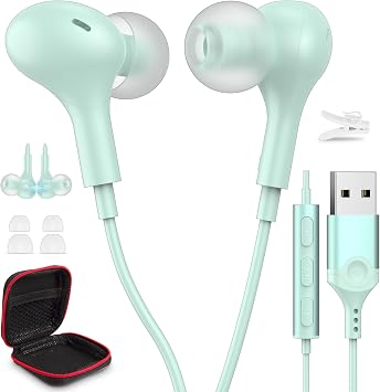 USB Headphone with Mic Mute Volume Control,7.5FT Long Cord PC Wired Earbuds | Magnetic USB A Computer Headset for Chromebook Laptop,Noise Isolation In Ear Earphone for MacBook Pro for Zoom Office School