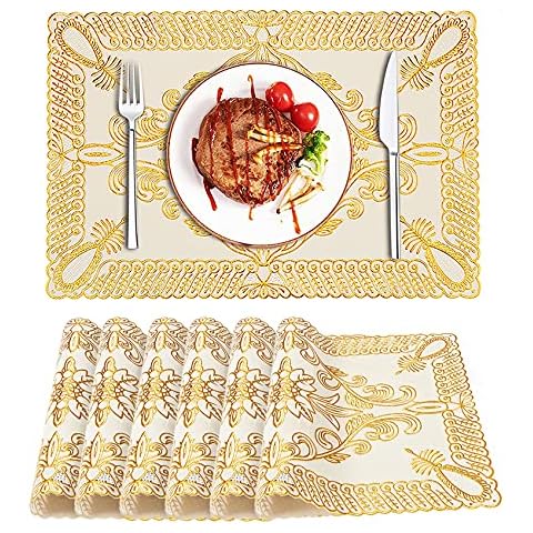 Place Mats, Kitchen Table Mat, Placemats Set of 6 Heat-Resistant Stain Resistant Anti-Skid Placemats Cover