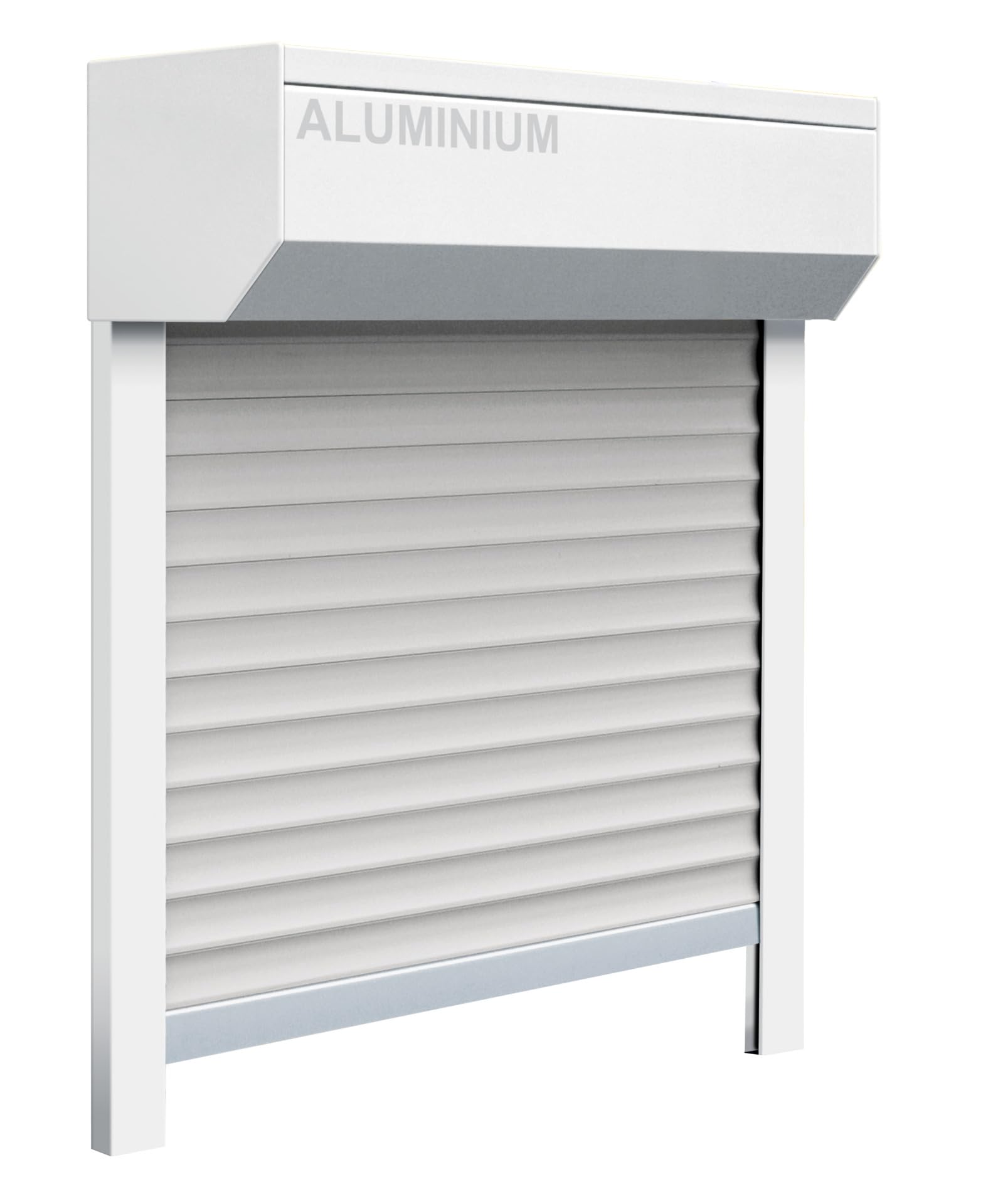 Schellenberg 39067 39067-Set finestre, Sistema Mini, 115 x 120 cm, Bianco/Grigio, tapparelle Esterne a 45°, con Guide e Ganci in PVC