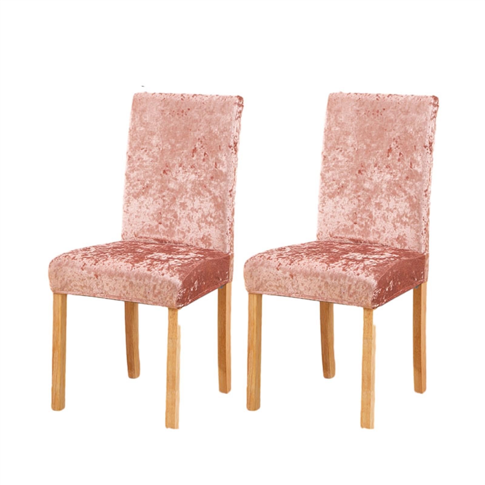 Chair covers, Crushed Velvet Dining Chair Covers,Stretch Removable Washable Dining Chair Slipcover Super Soft Protector for Seat Covers for Wedding Party Dining Room Home Decor (Color : Pink, Size : 8
