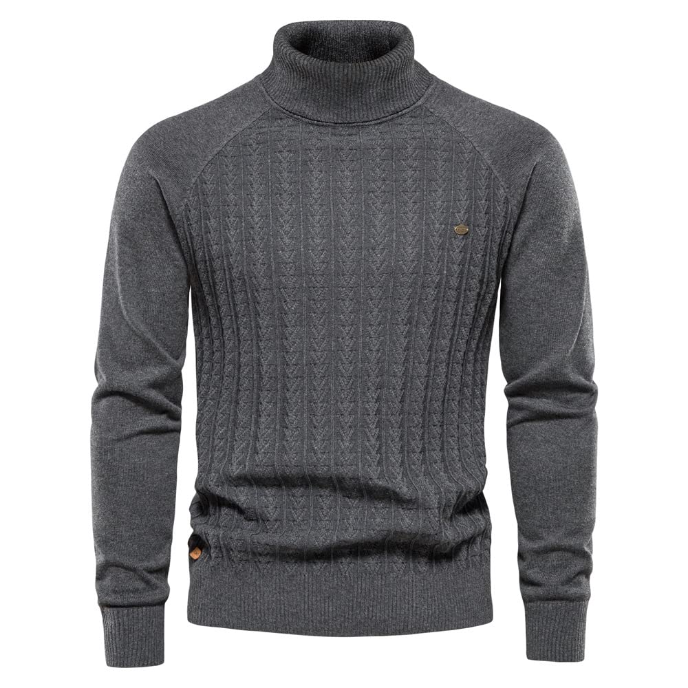 moisture Męski sweter na co dzień męski sweter z długim rękawem golf sweter jednolity kolor męski dzianinowy sweter biznesowy na co dzień prosty męski sweter sweter sweter dla mężczyzn (kolor: ciemnoszary, rozmiar: S)