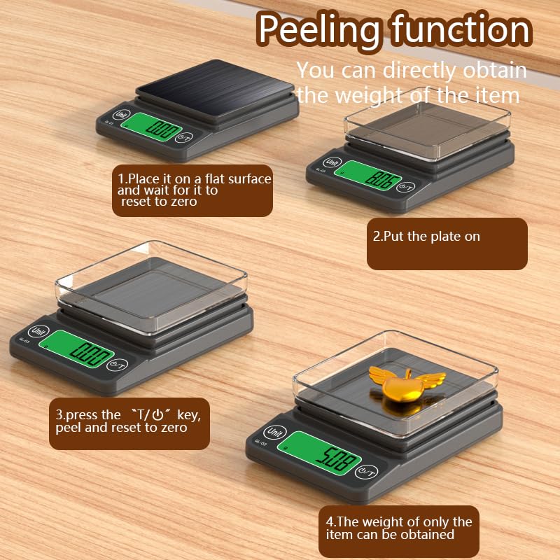 Miniatura 5 de Báscula digital de bolsillo, 17.64 oz0.00 oz, báscula portátil de precisión de gramos, gramos y onzas, báscula de joyería con pantalla LCD, 5