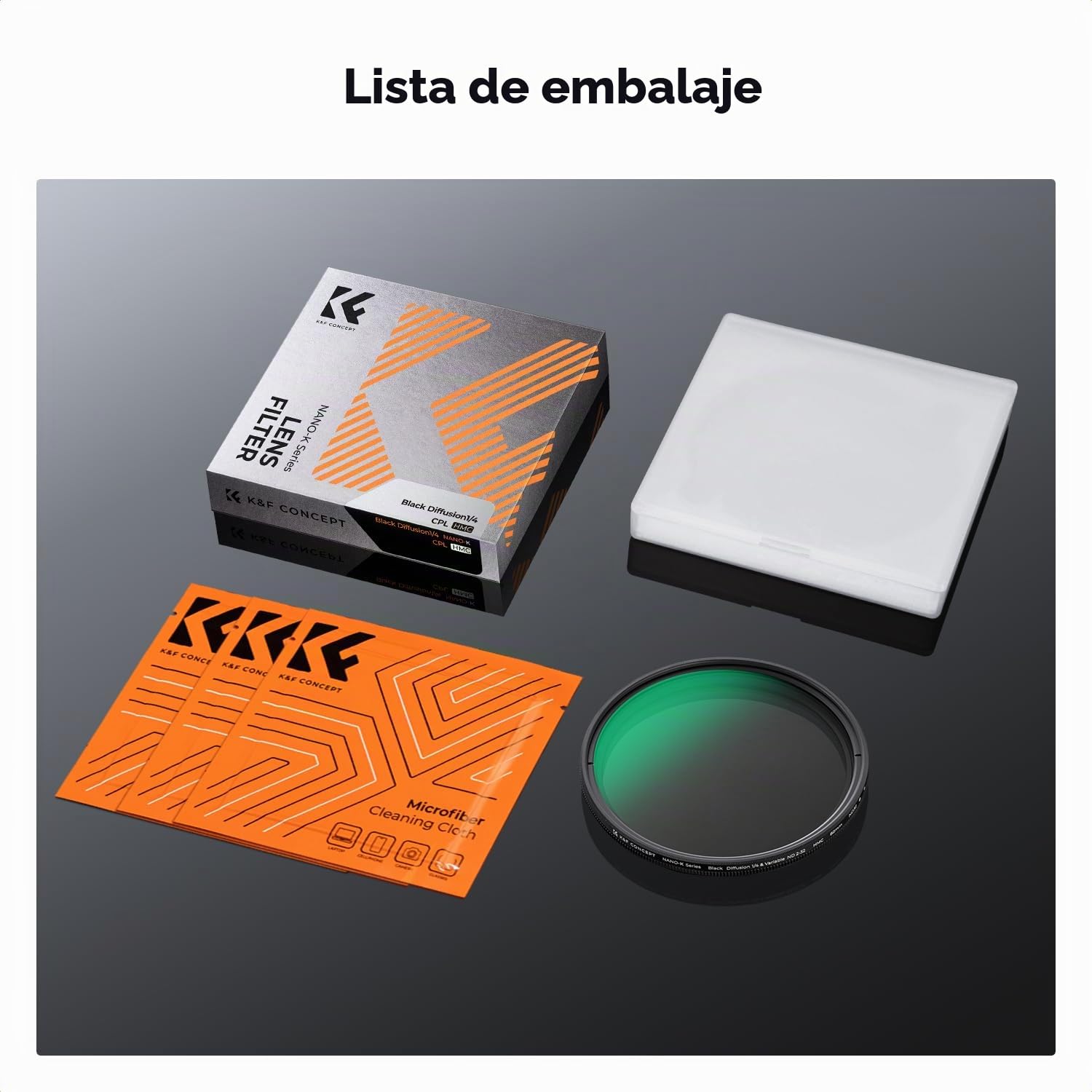 K&F CONCEPT Nano-Klear 52mm Filtro Black-Mist 1/4 & ND2-32 | Filtro Black Diffusion 1/4 & ND2-32 Variable Filtro de Vidrio Óptico con Nano Revestimiento con 3Pcs Paño Limpiez - FA303