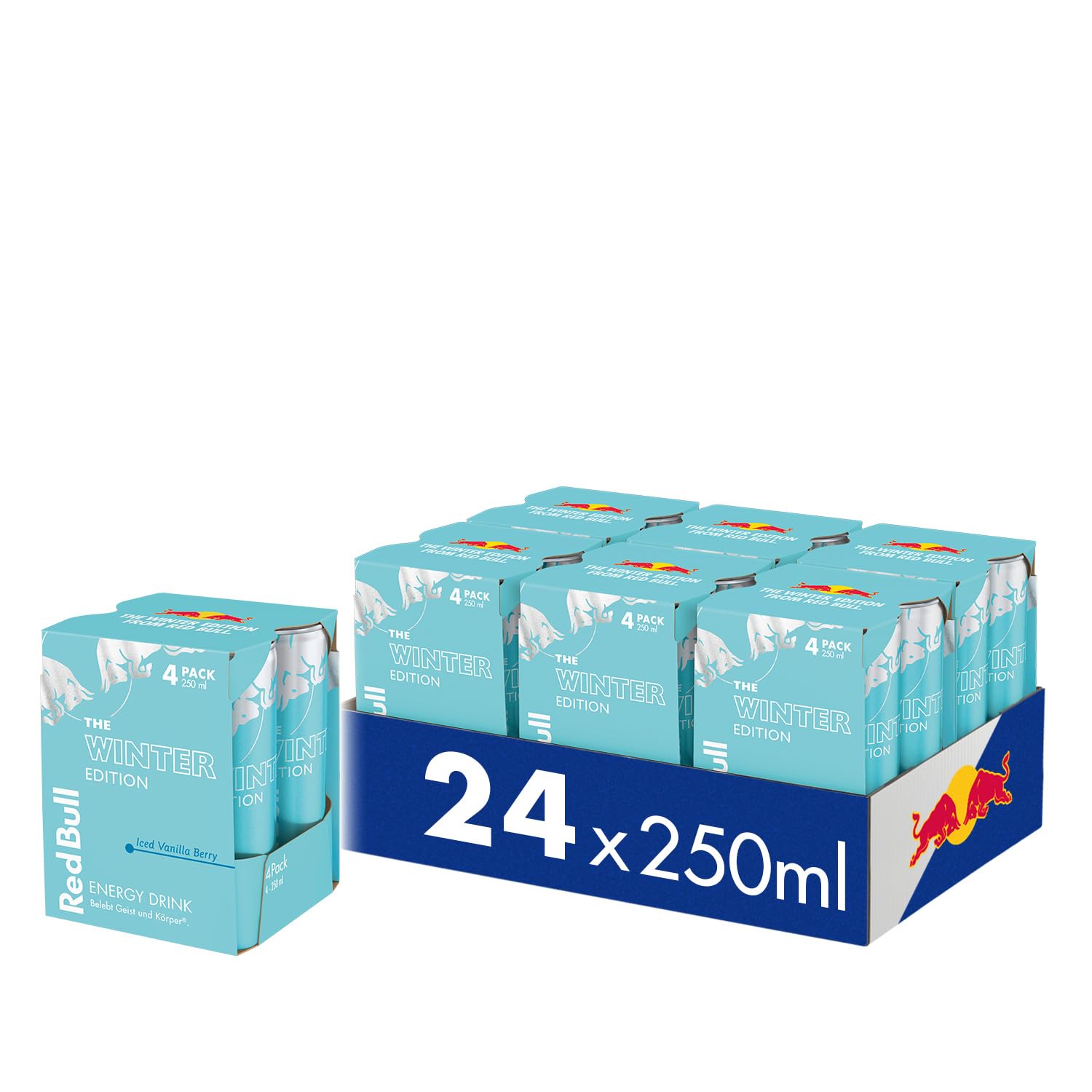 Red Bull Energy Drink Winter Edition 2024 Iced Vanilla Berry - 6x4er Pack Dosen Getränke, EINWEG (24x250ml)