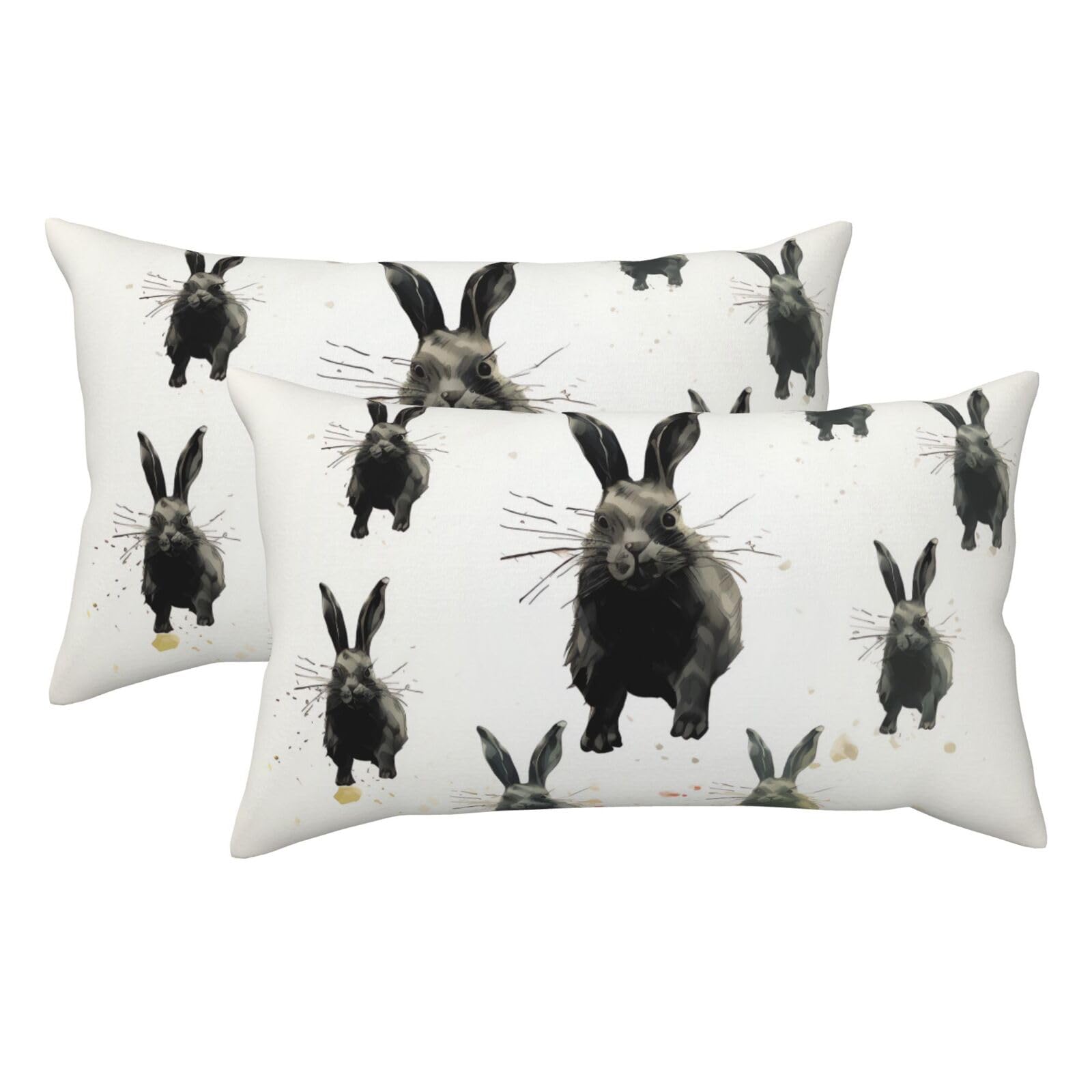 2 Pack King Pillow Cases with Hidden Zipper, Soft Breathable Pillow Covers for Hair and Skin, Rabbits Silhouette Pillowcases 20"x36" Bed Pillow Protectors Cover for Sleeping Gifts