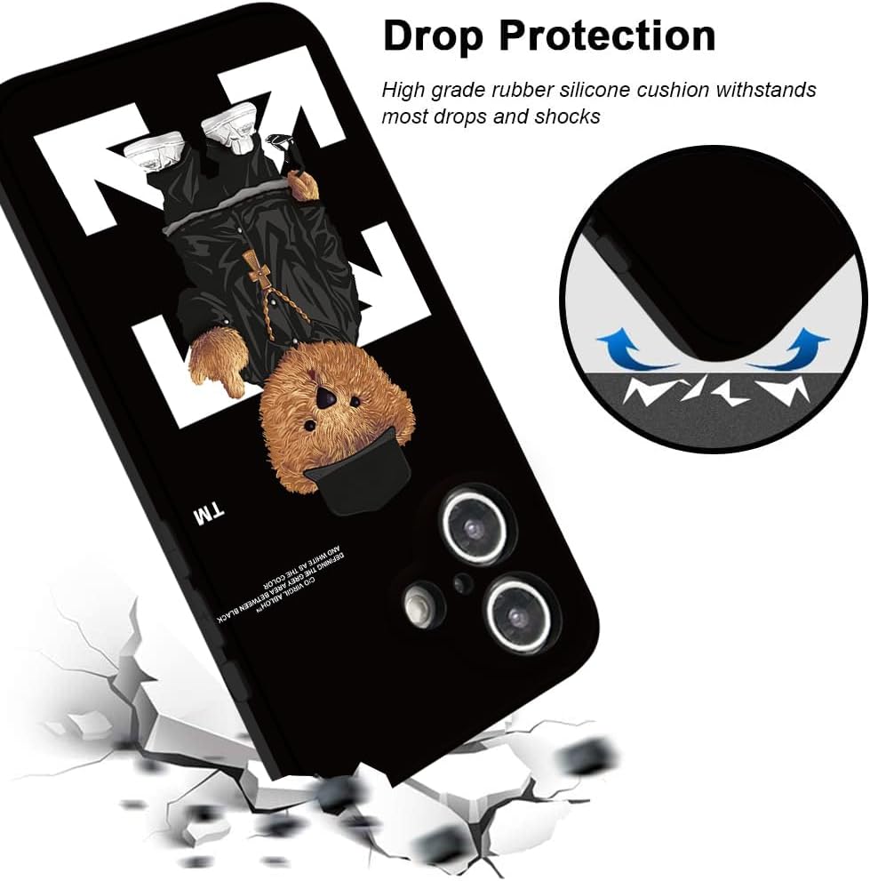 Cool Case Compatible with iPhone 16 case,Designer for Boys,Funny Aesthetic Soft Silicone Gel Rubber Shockproof Cover Full Body Drop Protection (for iPhone 16) Black - Image 2