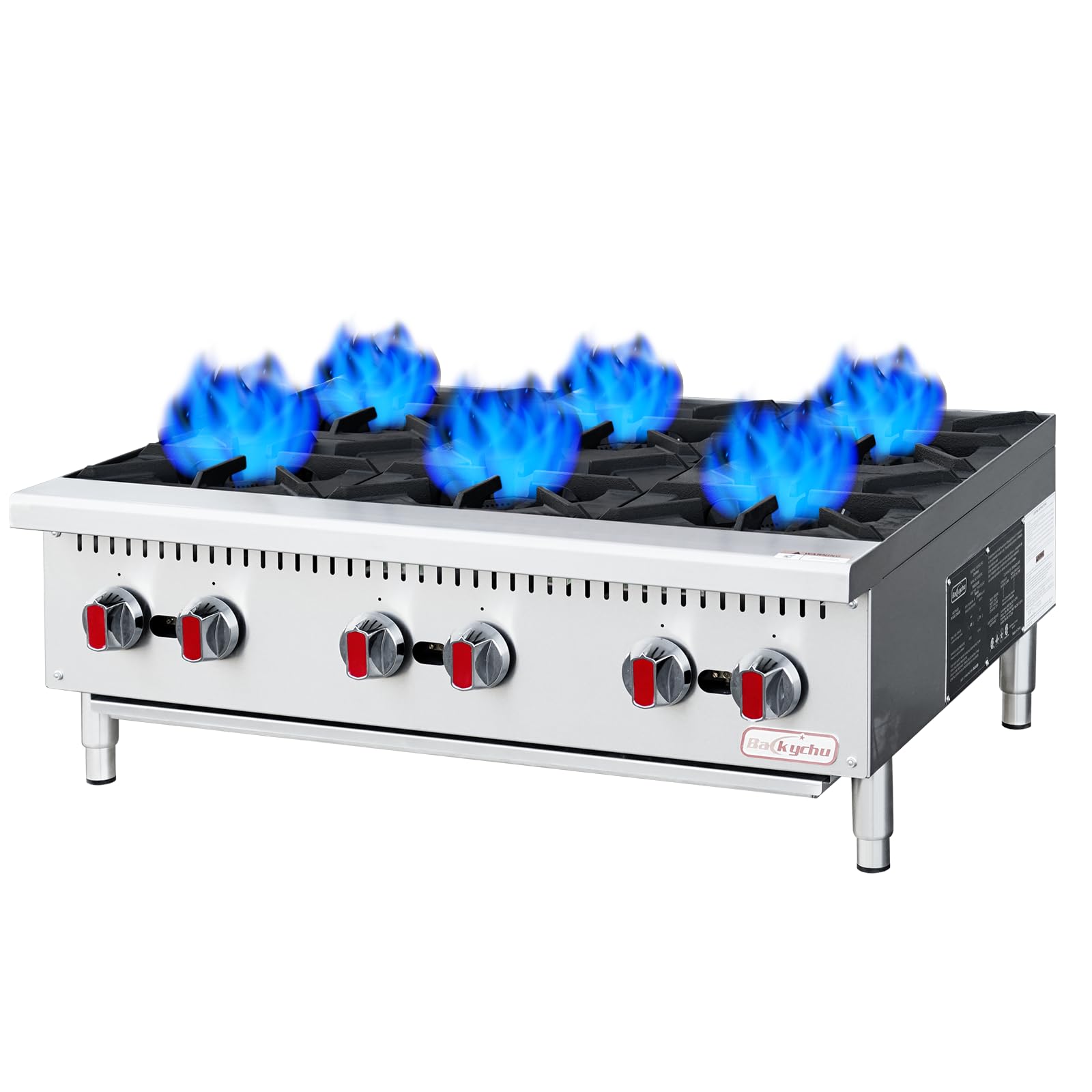 Backychu Commercial Gas Stove 6-Burner