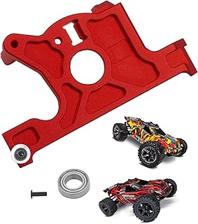 Rcarmumb Aluminum Motor Mount Upgrades for 1/10 Traxxas Rustler 4x4 Slash LCG or 1/10 VXL Rally Vehicles,Alloy Motor Mount Upgrades Part Hops Ups,1pc,Red