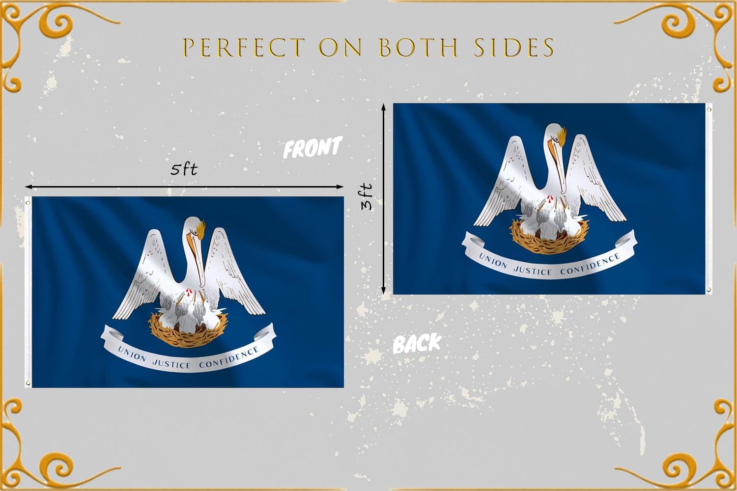 Louisiana Flag 3x5 Outdoor Double Sided Heavy Duty Durable 3 Ply Louisiana State Flags Banner with 2 Grommets - Image 3