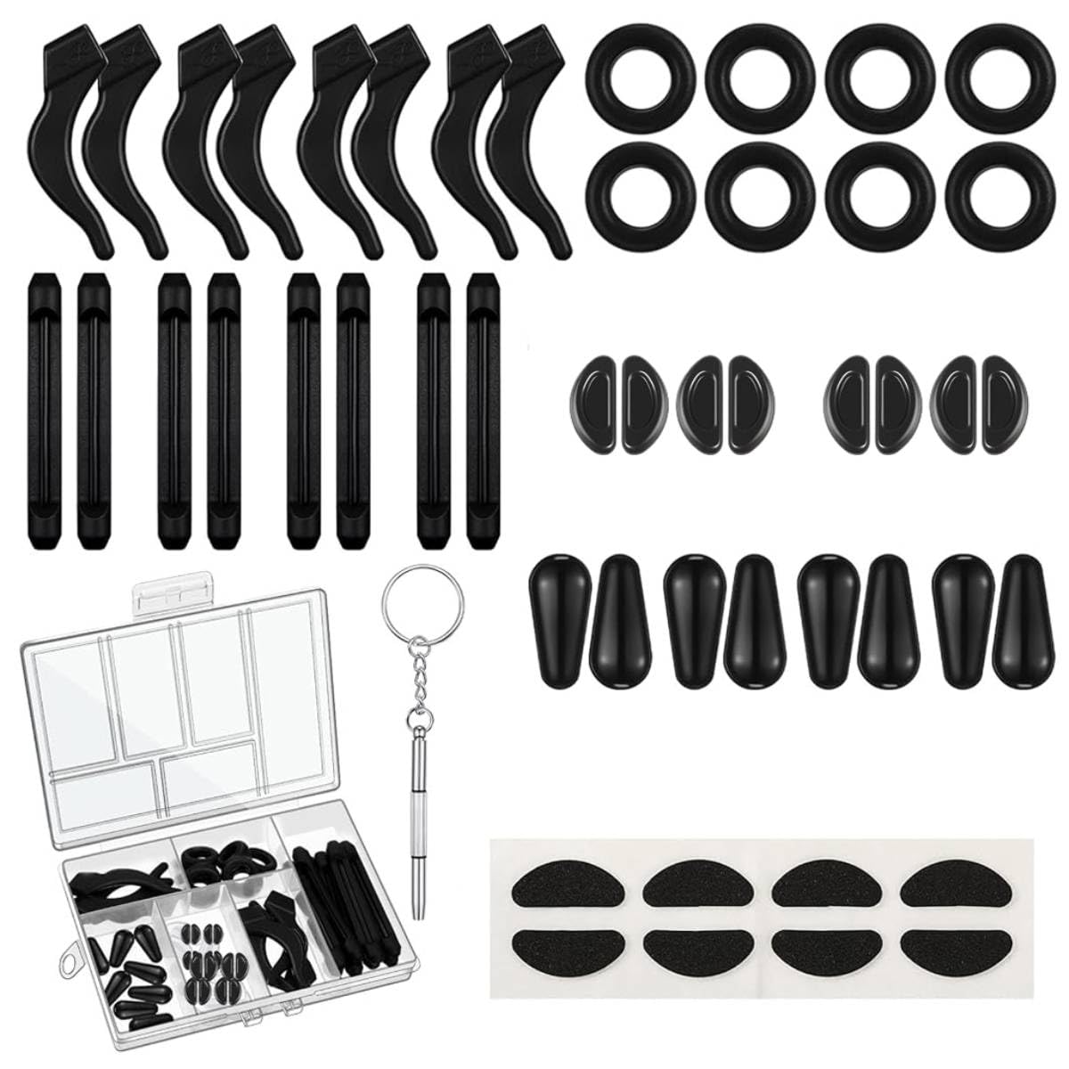 MAYCREATE® 50PCS Eyeglasses Retainers Sets, Silicone Anti-Slip Eyeglass Holder, Comfort Ear Grip Hooks Protectors for Spectacle Sunglasses Reading Glasses Eyewear, Black-image-7