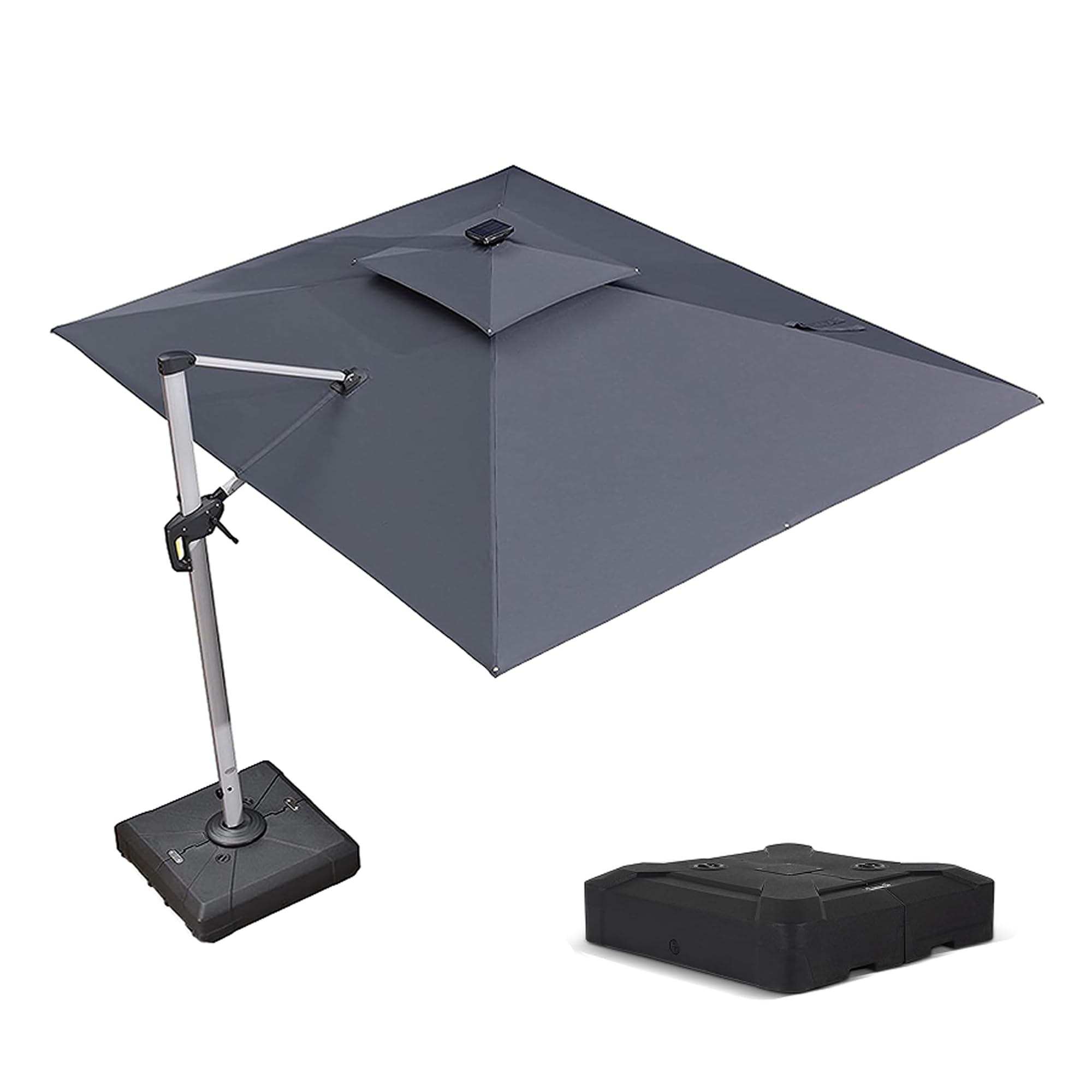 PURPLE LEAF Parasol de Jardin Extérieur 2,7 x 3,65 m avec LED et Pied,Gris