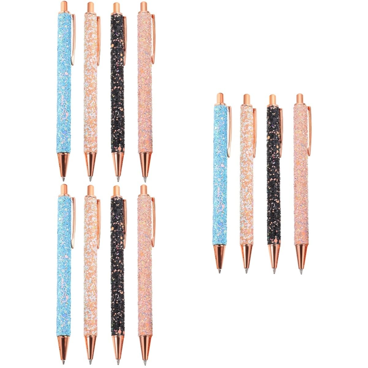 STOBOK 12pièces Stylo à Bille Métal Décoratif Stylo à Bille à Pression Pailleté Pour Étudiants Et Écriture Fluide Et Portable Pour Anniversaires Et Activités Scolaires