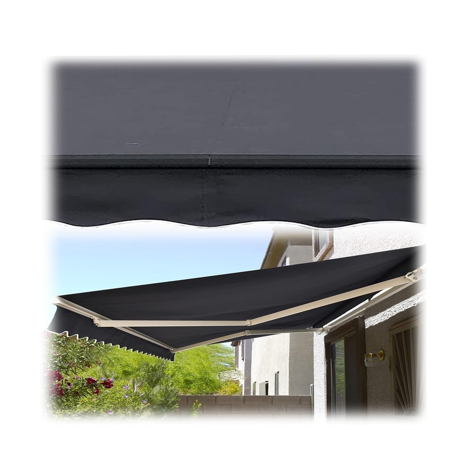 Toldo de tela impermeable de alta resistencia negro 6,9 x 3,9 m para protección solar