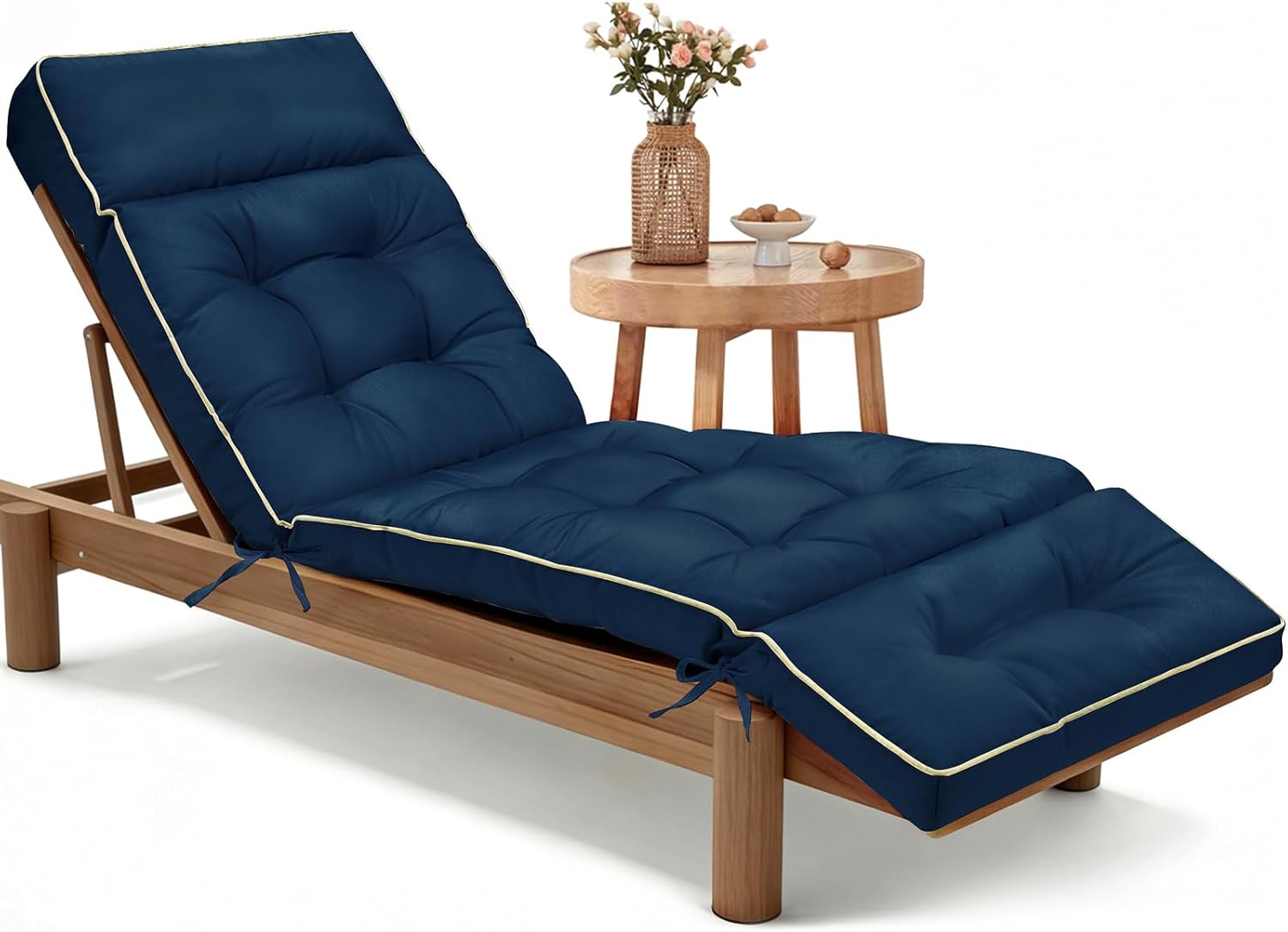 MAGIC ELEPHANT Chaise Lounge Cushion Outdoor, Memory Foam Replacement Patio Pool Lounge Chair Cushion with Ties for Outdoor Furniture, 74 x 22 x 4 Inch (Oxford Blue)