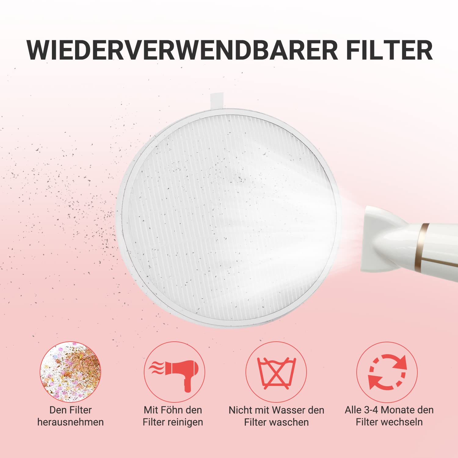 MelodySusie Nagelstaubsauger mit Filter, DR-3011 Professionelle Staubabsaugung für Nagelstudio & Zuhause Leiser Staubsauger für Nägel Maniküre Nageldesign Saugstarker Leistungsstarker, Weiß